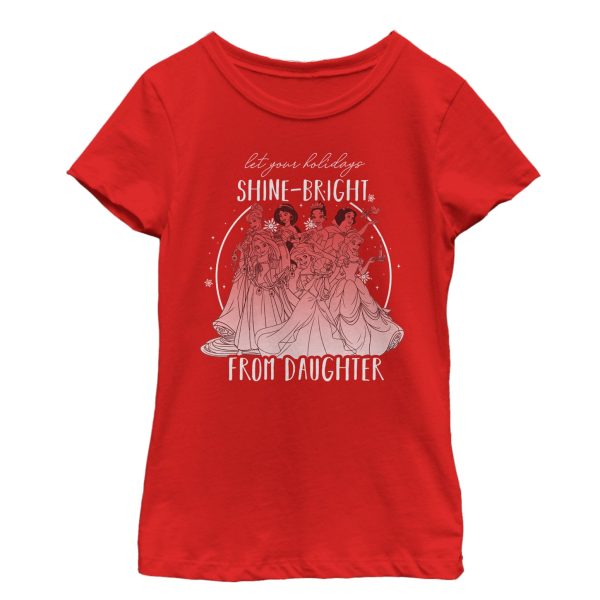 Girl’s Disney Princesses Christmas Greetings From Daughter T-Shirt