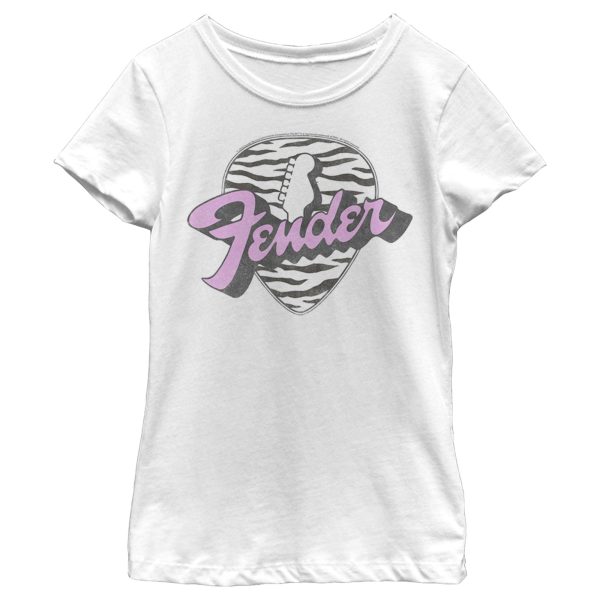 Girl’s Fender Tiger Print Guitar Pick Logo T-Shirt