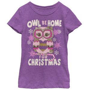 Girl’s Lost Gods Christmas Owl Be Home T-Shirt