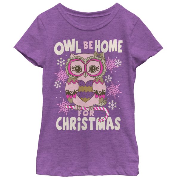 Girl’s Lost Gods Christmas Owl Be Home T-Shirt