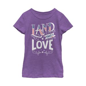 Girl’s Lost Gods Fourth of July America Love Land T-Shirt