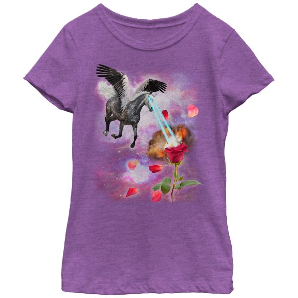 Girl’s Lost Gods Space Pegasus Laser Eyes T-Shirt