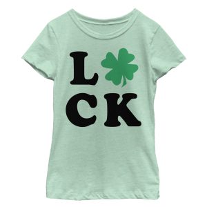 Girl’s Lost Gods St. Patrick’s Day Four-Leaf Clover Luck T-Shirt