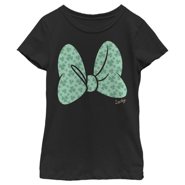 Girl’s Mickey & Friends Bow Tie With Clovers T-Shirt