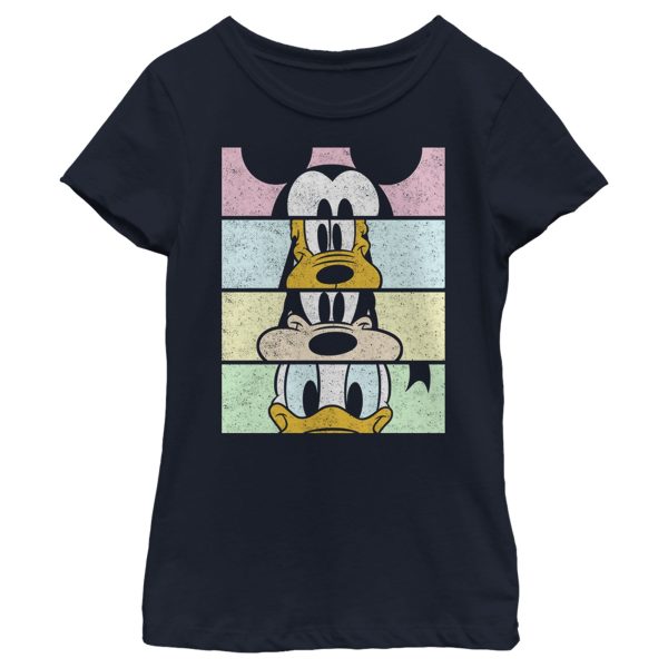 Girl’s Mickey & Friends Distressed Group Cropped Portraits T-Shirt