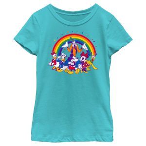 Girl’s Mickey & Friends Groups All Here With Rainbow T-Shirt