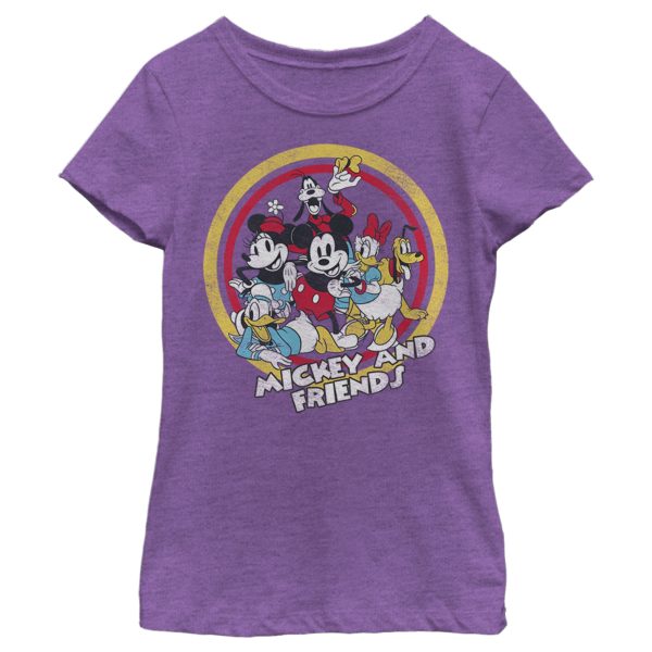 Girl’s Mickey & Friends Mickey & Friends Retro Group Circle T-Shirt