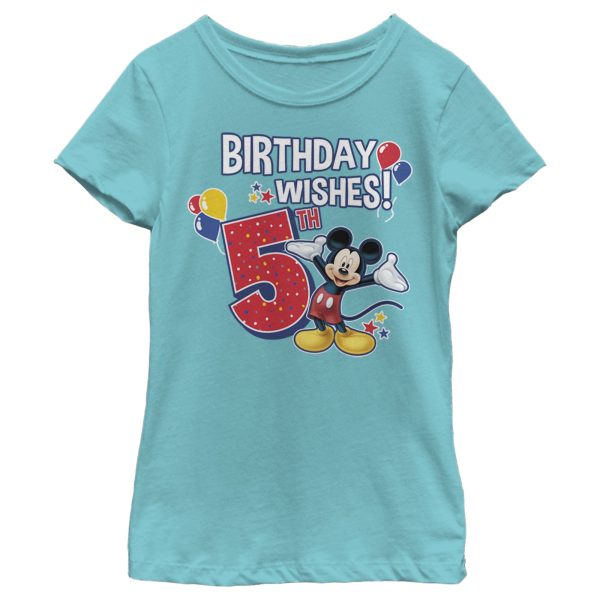 Girl’s Mickey & Friends Mickey Mouse 5th Birthday Wishes T-Shirt