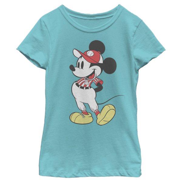 Girl’s Mickey & Friends Mickey Mouse Baseball Player T-Shirt