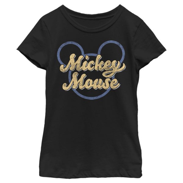 Girl’s Mickey & Friends Mickey Mouse Distressed Name Silhouette T-Shirt