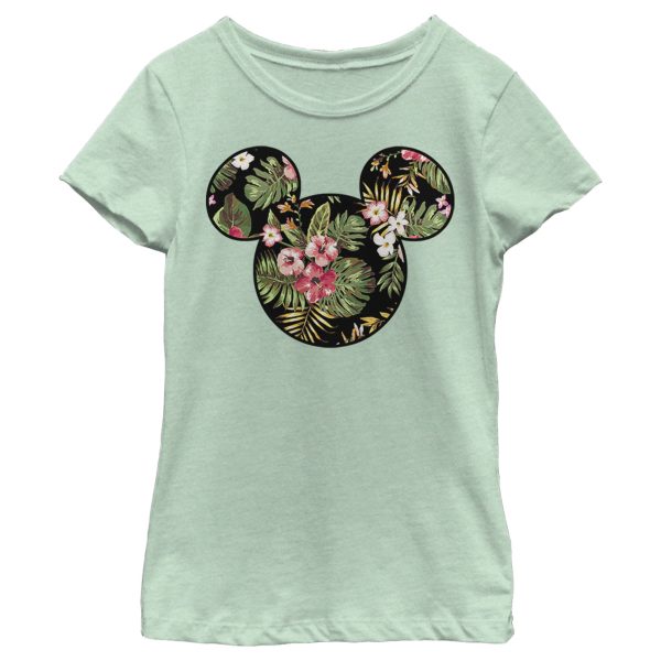 Girl’s Mickey & Friends Mickey Mouse Floral Silhouette T-Shirt