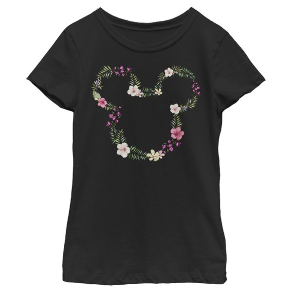 Girl’s Mickey & Friends Mickey Mouse Flower Crown Silhouette T-Shirt