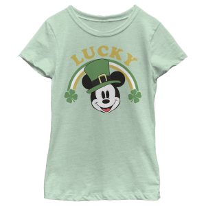 Girl’s Mickey & Friends Mickey Mouse Lucky Rainbow T-Shirt
