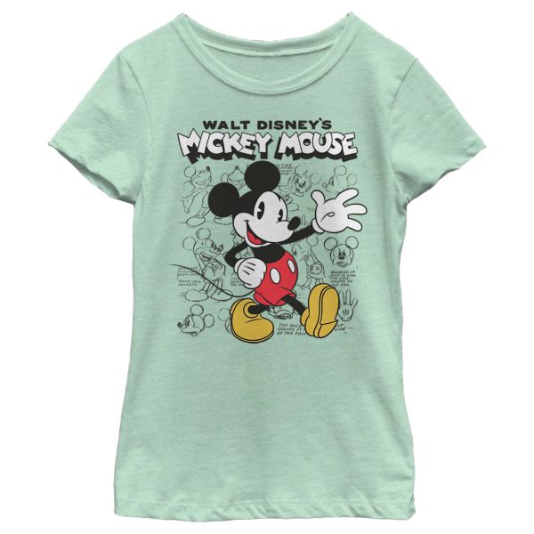 Girl’s Mickey & Friends Mickey Mouse Retro Sketchbook T-Shirt