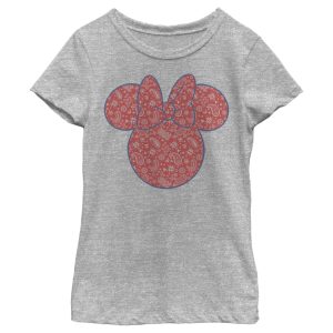 Girl’s Mickey & Friends Mickey and Friends Minnie Paisley Silhouette T-Shirt