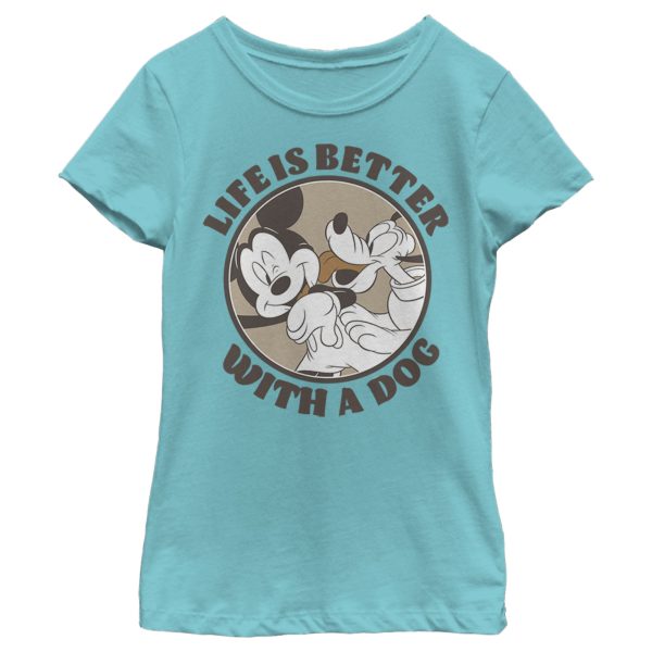 Girl’s Mickey & Friends Mickey and Goofy Life is Better with a Dog T-Shirt