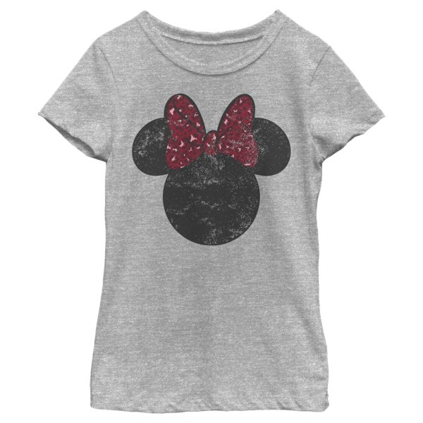 Girl’s Mickey & Friends Minnie Mouse Distressed Leopard Bow T-Shirt