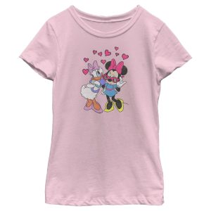 Girl’s Mickey & Friends Minnie Mouse and Daisy Duck Hearts T-Shirt
