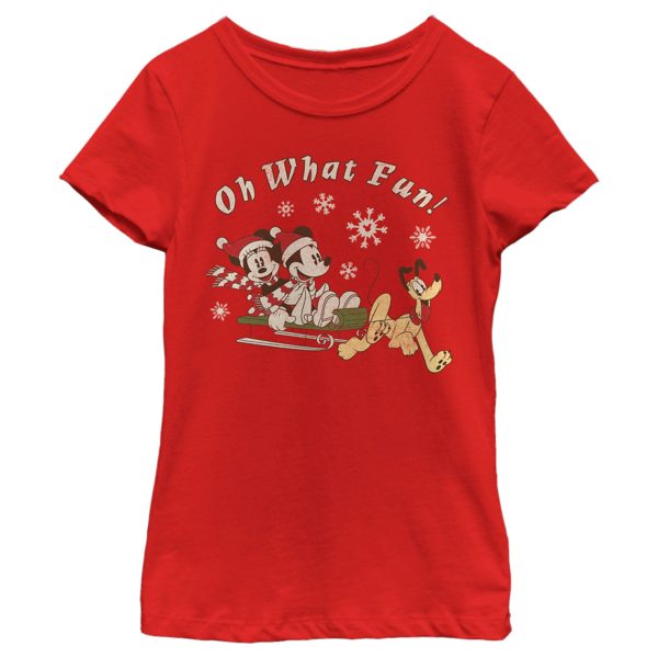 Girl’s Mickey & Friends Oh What Fun Sled T-Shirt