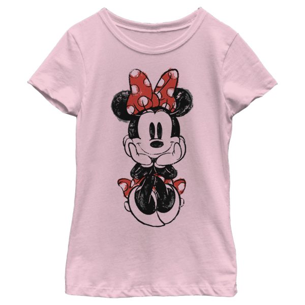 Girl’s Mickey & Friends Sitting Minnie Sketch T-Shirt