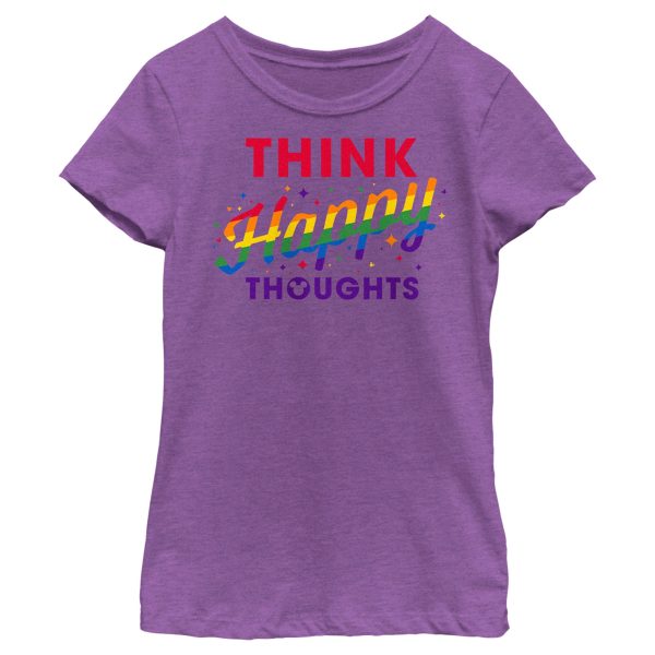 Girl’s Mickey & Friends Think Happy Thoughts Rainbow T-Shirt