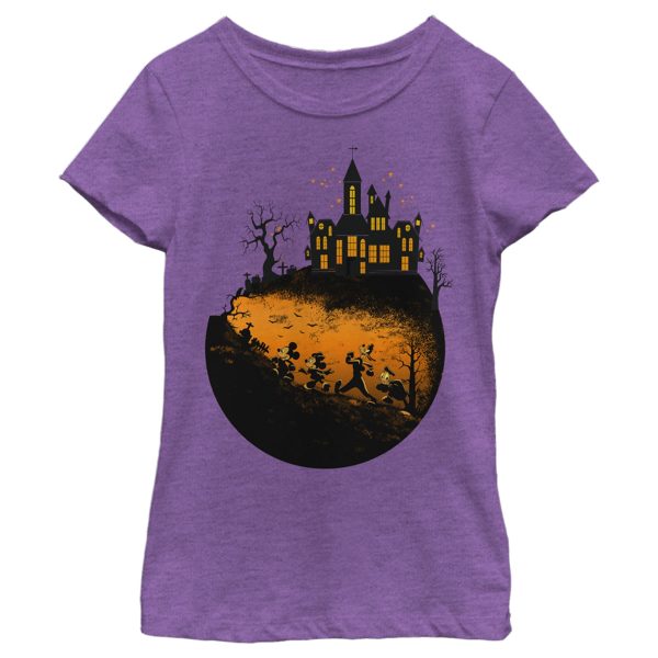 Girl’s Mickey & Friends Walking Towards Haunted Mansion T-Shirt