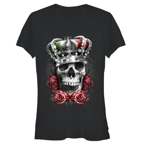 Junior’s Aztlan Mexican Flag King Skull T-Shirt