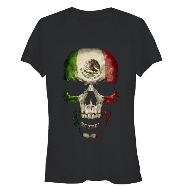 Junior’s Aztlan Mexican Flag Skull T-Shirt