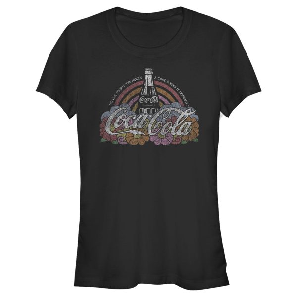 Junior’s Coca Cola Unity Distressed Rainbow Logo T-Shirt