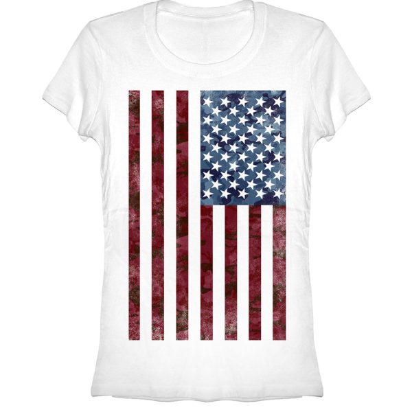 Junior’s Lost Gods Camo American Flag T-Shirt