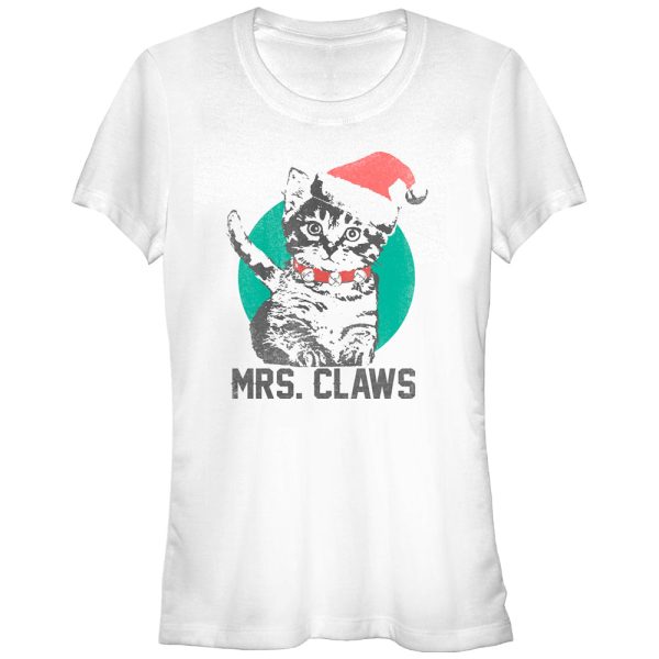 Junior’s Lost Gods Christmas Kitten Mrs. Claws T-Shirt