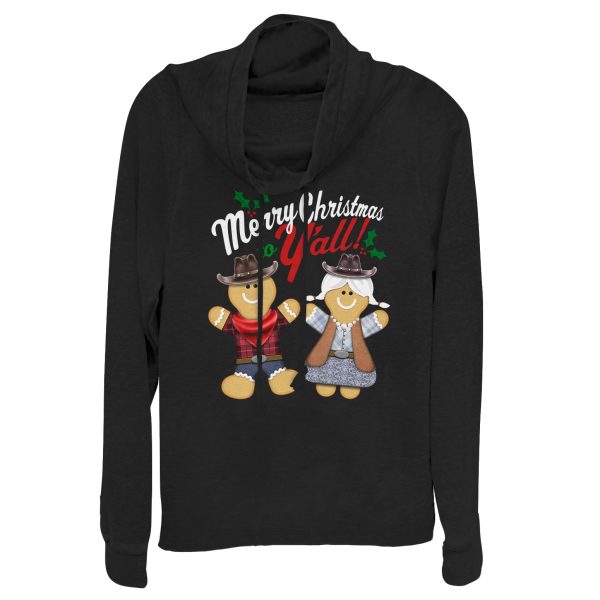 Junior’s Lost Gods Christmas Y’All Gingerbread Cowl Neck Sweatshirt