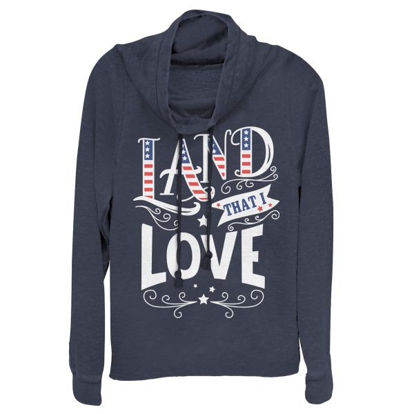 Junior’s Lost Gods Fourth of July America Love Land Cowl Neck Sweatshirt