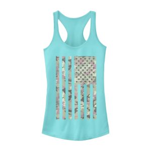 Junior’s Lost Gods Fourth of July Arrow American Flag Racerback Tank Top