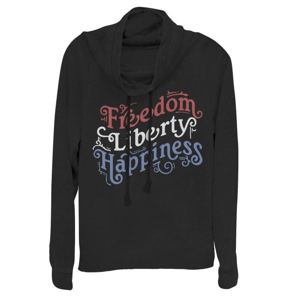 Junior’s Lost Gods Fourth of July Freedom Script Cowl Neck Sweatshirt