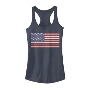 Junior’s Lost Gods Fourth of July Ornate American Flag Racerback Tank Top