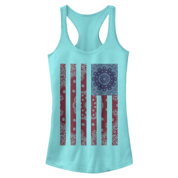 Junior’s Lost Gods Paisley American Flag Racerback Tank Top