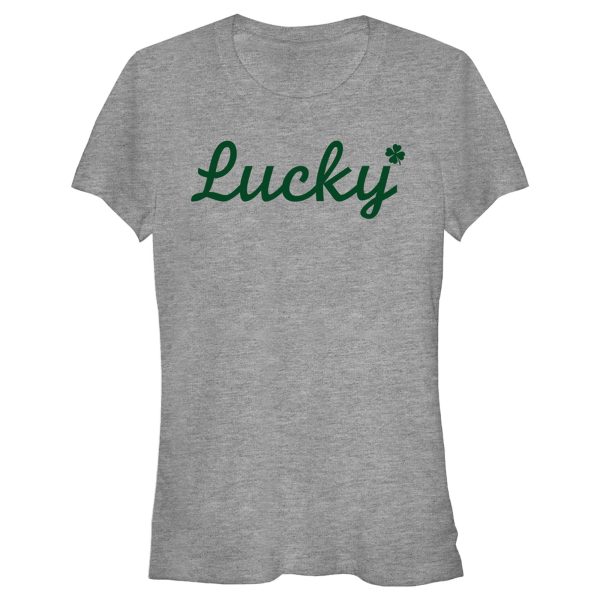 Junior’s Lost Gods St. Patrick’s Day Lucky Cursive T-Shirt