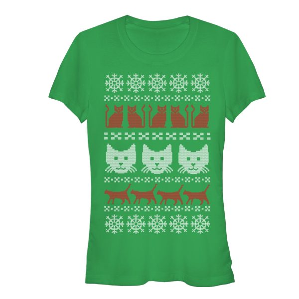 Junior’s Lost Gods Ugly Christmas Cat T-Shirt