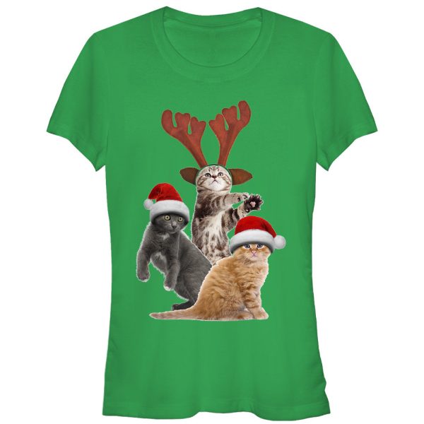 Junior’s Lost Gods Ugly Christmas Cats T-Shirt