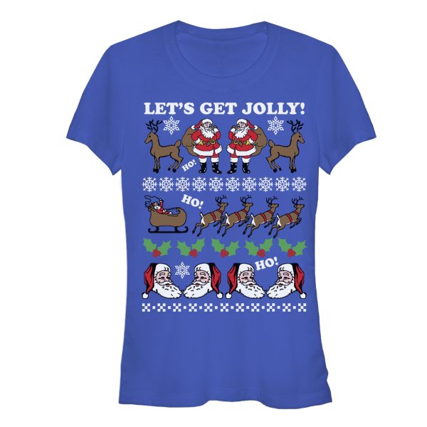 Junior’s Lost Gods Ugly Christmas Jolly Santa Claus T-Shirt