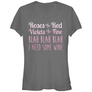 Junior’s Lost Gods Valentine Roses Are Blah Wine T-Shirt