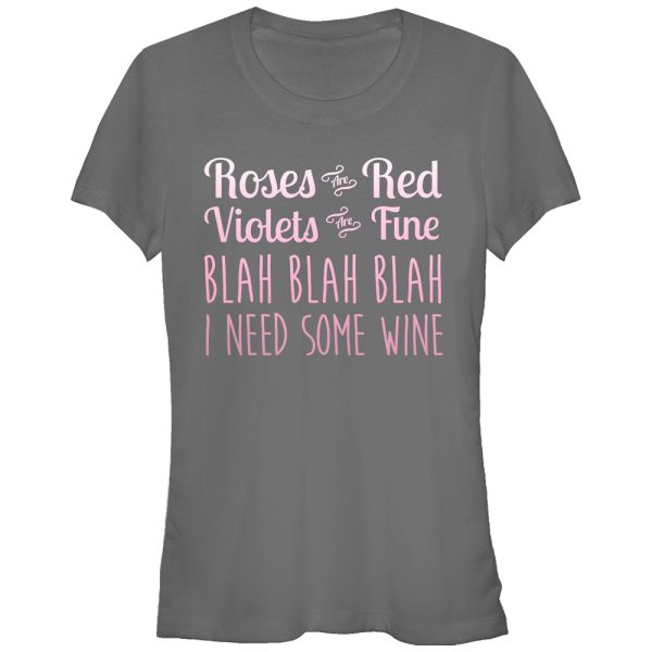 Junior’s Lost Gods Valentine Roses Are Blah Wine T-Shirt