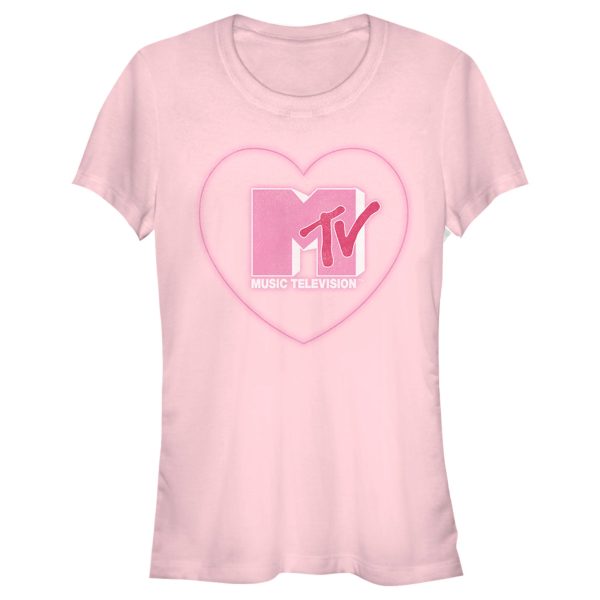 Junior’s MTV Valentine’s Day Neon Heart Logo T-Shirt