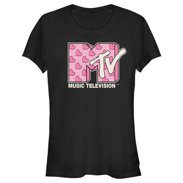 Junior’s MTV Valentine’s Day Pink Heart Logo T-Shirt