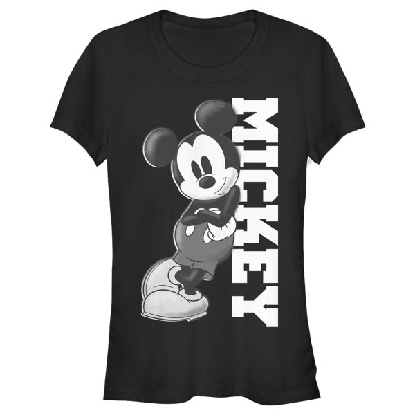 Junior’s Mickey & Friends Black and White Mickey Mouse T-Shirt