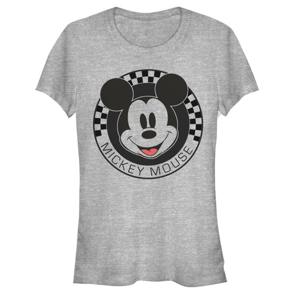 Junior’s Mickey & Friends Checkered Mickey Mouse Portrait T-Shirt