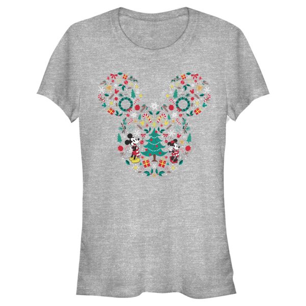 Junior’s Mickey & Friends Christmas Silhouette T-Shirt