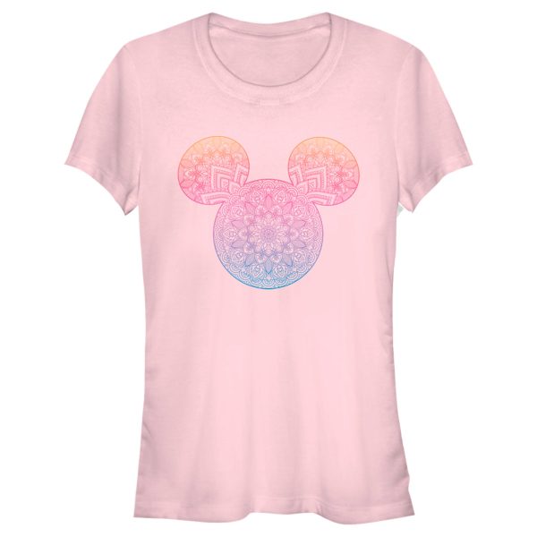 Junior’s Mickey & Friends Colorful Mandala Mickey Mouse Logo T-Shirt