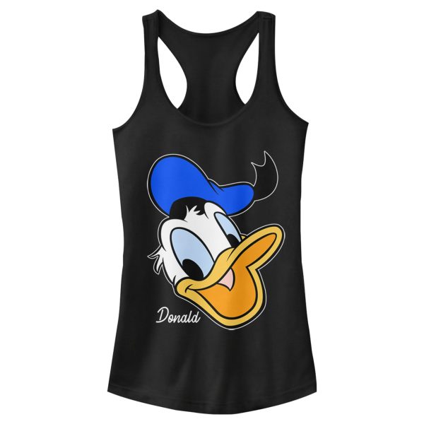 Junior’s Mickey & Friends Donald Duck Big Face Racerback Tank Top